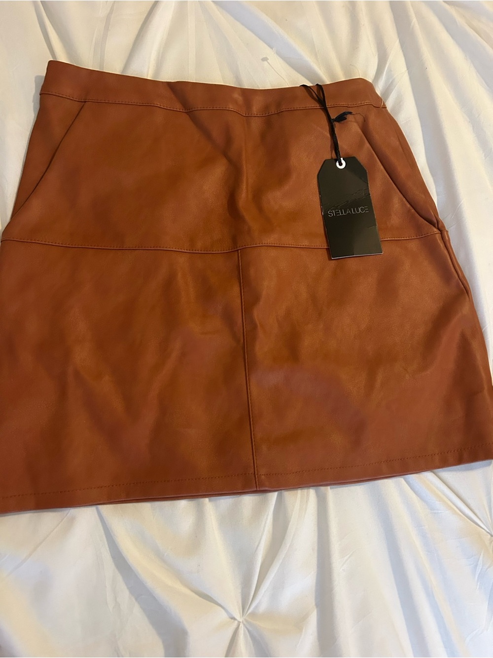 Stella Luce Rust Leatherette Mini Skirt